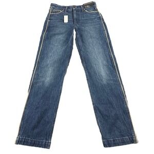 Banana Republic Premium Denim Jeans 26 High Rise Vtg Straight Pin Stripe 28X31